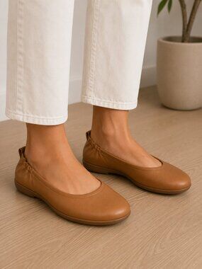 FITFLOP Allegro Ballet Flat Tan Leather Slip-on Sz 6.5